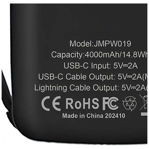 Powerbank 4000mah Usb-c / Lightning Con Portachiavi E Torcia, Nero - Foto 5