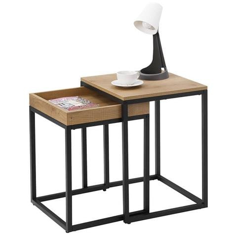 Tavolino da caffè Valora 2 pezzi in stile industriale per soggiorno x2 - Foto 6