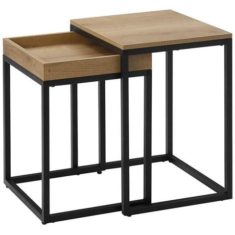 Tavolino da caffè Valora 2 pezzi in stile industriale per soggiorno x2 - Foto 1