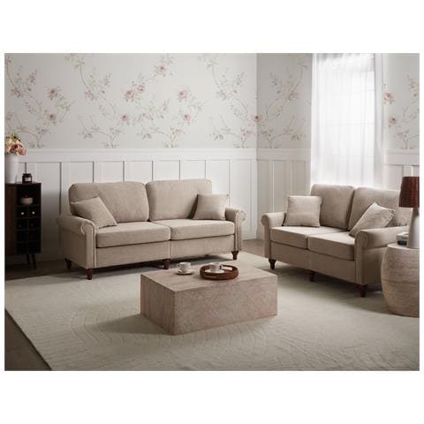 Set Da Salotto 5 Posti Ginnerup Tessuto Tortora - Foto 1