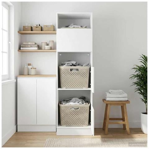 Mobile da lavanderia con porta Rovere Nero 50 x 68 x 162 cm - Foto 2