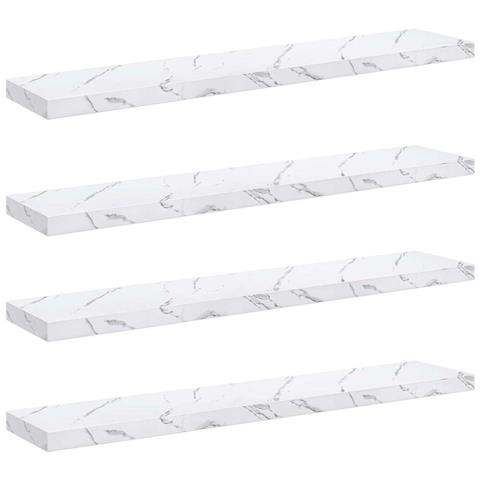 Scaffale da parete 4 pcs Marmo Bianco 120 x 23,5 x 4 cm - Foto 1