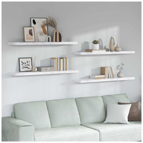 Scaffale da parete 4 pcs Marmo Bianco 120 x 23,5 x 4 cm - Foto 2