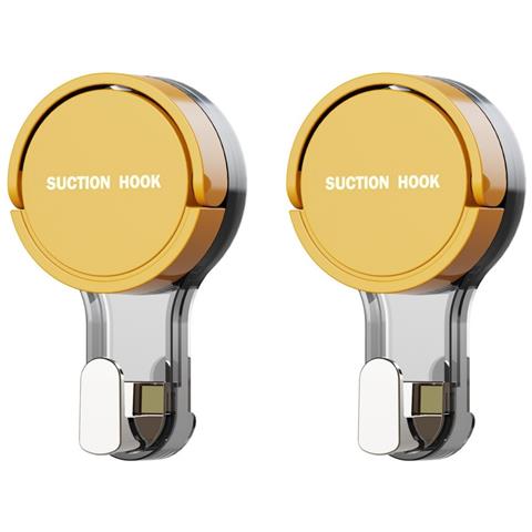 Ganci A Ventosa Senza Fori X2 - Ganci Rimovibili Per Asciugamani Da Parete Per Cucina E Bagno, Plastica, Multicolore Yellow - Foto 1