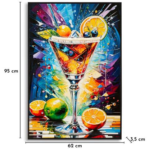 Stampa Decorata Su Tela Laccata Cocktail Modello A Con Cornice - Foto 7