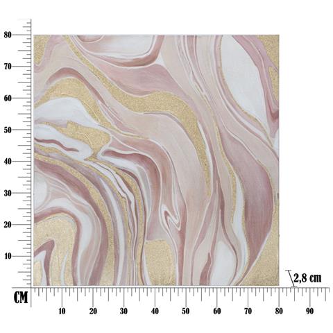 Dipinto Su Tela Pinkly Astratto Effetto Marmo Rosa, Bianco E Oro 80x80 Cm - Foto 6