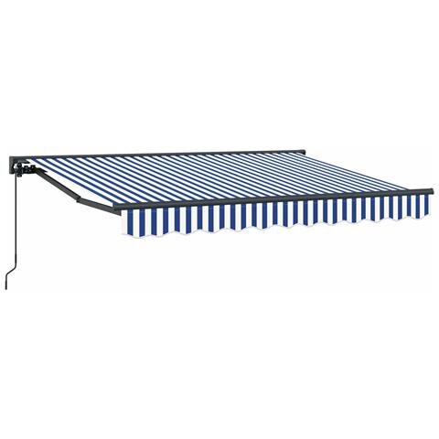 Tenda retrattile manuale Blu e Bianco 3,5 x 2 m - Foto 1