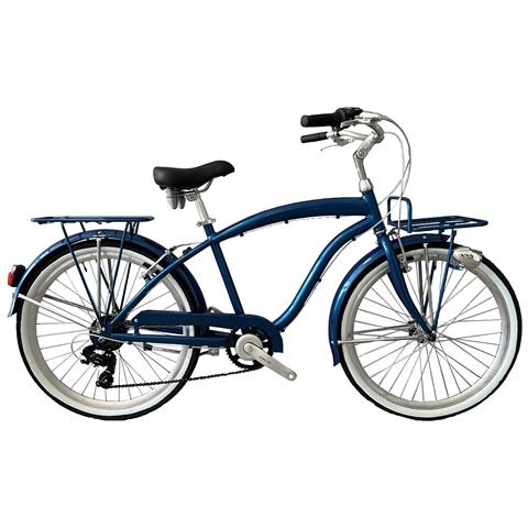 Bici Alluminio Da Uomo Misura 26 City Bike Bicicletta Beach Cruiser Stile Americano Cambio 7v Completa Di Accessori Luci A Led - 46 Nocciola - Foto 3
