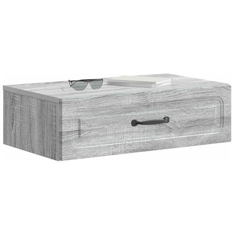 Tavolino da Parete Laterale Grigio Sonoma 59 x 34,5 x 17 cm - Foto 2