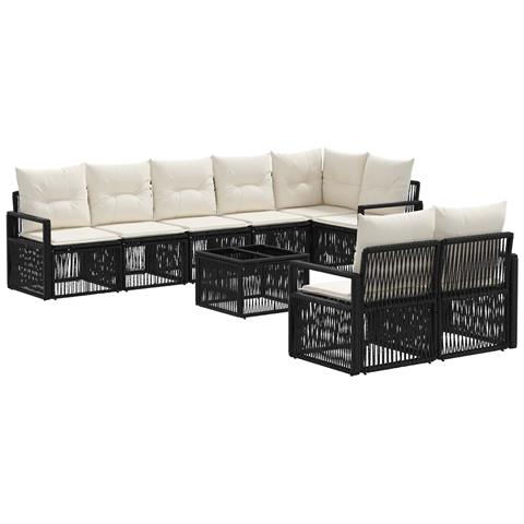 Set Divano da Giardino 9 pcs Nero polyrattan - Foto 1