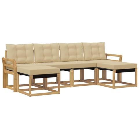 Set di divani da esterno con cuscino 6 pcs Bianco e Beige - Foto 1