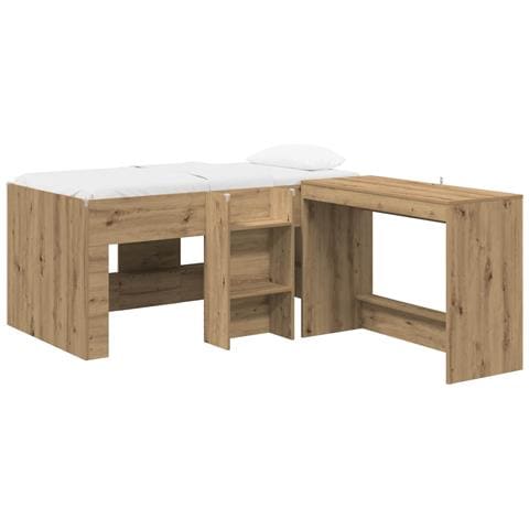 Letto alto per bambini con scrivania 2 pz Rovere Artigianale - Foto 1