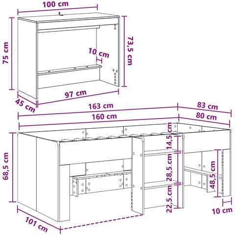 Letto alto per bambini con scrivania 2 pz Rovere Artigianale - Foto 8