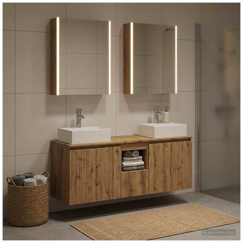 Set di Armadi da Bagno 5 pcs Rovere Artigianale - Foto 2