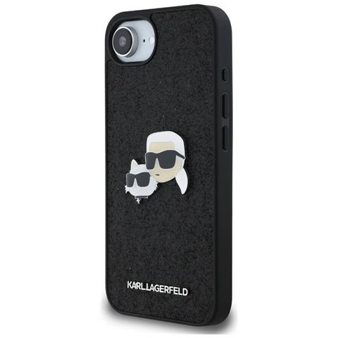 Custodia Metallica Lucida Per Iphone 16e Di Karl Lagerfeld Con Design Di Karl E Choupette - Nera - Foto 2