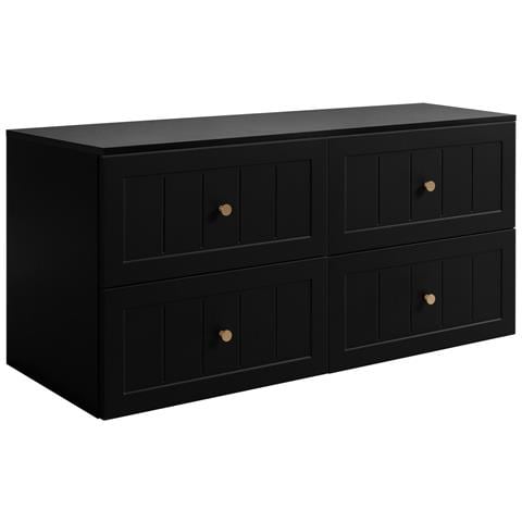 Mobile sottolavabo, Nero e marrone, 160 cm, 4 cassetti con chiusura ammortizzata, Mobili da bagno - Foto 1