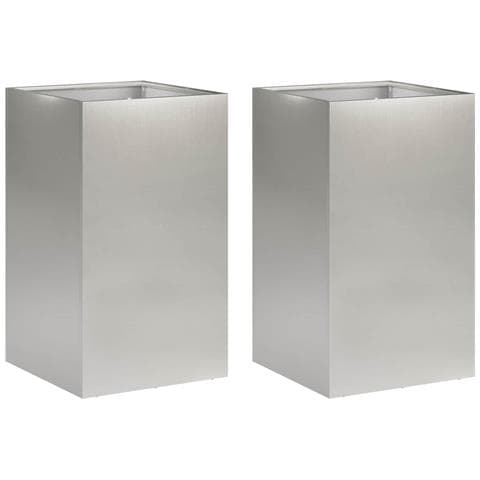 Vaso da giardino 2 pz Argento 40 x 40 x 50 cm Acciaio Inox - Foto 1