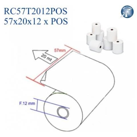 10 Rotoli Termici 57mm X20mt X12° X Pos - Foto 1