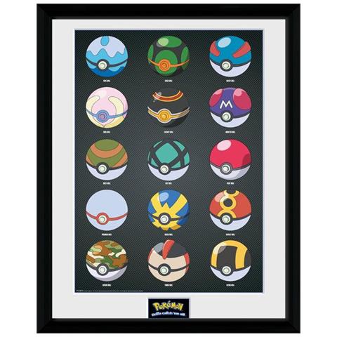 Pokemon - Pokeballs (stampa In Cornice 30x40 Cm)  - Foto 1
