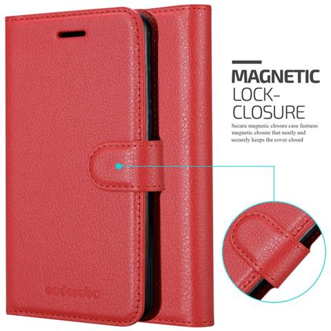 Custodia Compatibile Con Sharp Aquos R3 In Rosso Carminio - Coperchio Protettiva Con Chiusura Magnetica, Funzione Stand E Tasca Per Le Carte - Foto 5