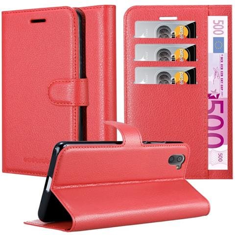 Custodia Compatibile Con Sharp Aquos R3 In Rosso Carminio - Coperchio Protettiva Con Chiusura Magnetica, Funzione Stand E Tasca Per Le Carte - Foto 1