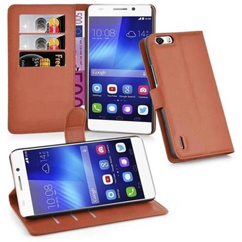 Custodia Compatibile Con Honor 6 Plus In Marrone Pastello - Coperchio Protettiva Con Chiusura Magnetica, Funzione Stand E Tasca Per Le Carte - Foto 1
