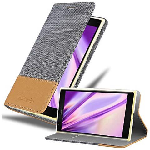 Custodia Compatibile Con Nokia Lumia 1520 In Grigio Chiaro Marrone - Coperchio Protettiva Con Chiusura Magnetica, Funzione Stand E Tasca Per Le Carte - Foto 1