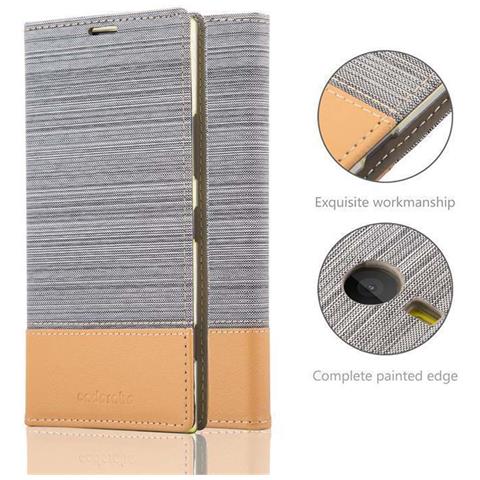 Custodia Compatibile Con Nokia Lumia 1520 In Grigio Chiaro Marrone - Coperchio Protettiva Con Chiusura Magnetica, Funzione Stand E Tasca Per Le Carte - Foto 9