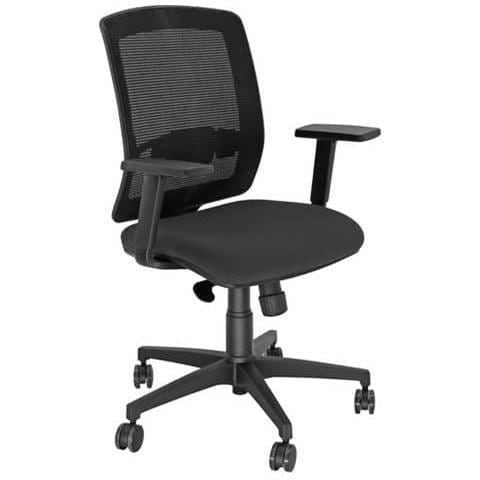 Sedia Semidirezionale Girevole Molly Mla - Schienale In Rete Nero - Rivestimento Ignifugo Nero - Mla / in - Foto 1