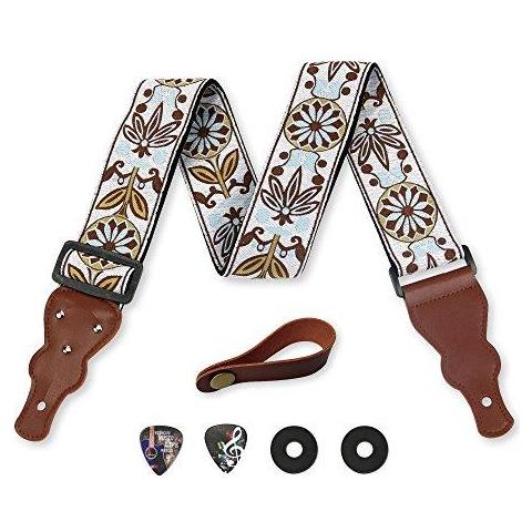 Guitar Strap Vintage Tessuto W Free Bonus 2 Scelte Pulsante Strap Locks Strap. Per Basso Elettriche E Acustiche Chitarre. Unici Pratici Gifts Chitarra Natale Stocking Stuffer Giocatori Per Chitarra - Foto 1