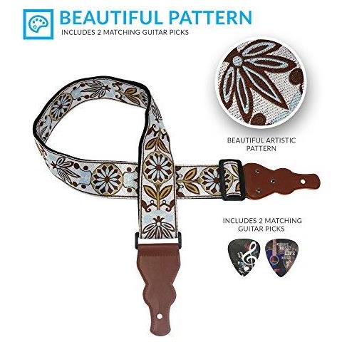 Guitar Strap Vintage Tessuto W Free Bonus 2 Scelte Pulsante Strap Locks Strap. Per Basso Elettriche E Acustiche Chitarre. Unici Pratici Gifts Chitarra Natale Stocking Stuffer Giocatori Per Chitarra - Foto 4