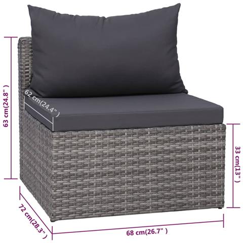 Set Divani Da Giardino 9 Pz Con Cuscini In Polyrattan Grigio - Foto 2
