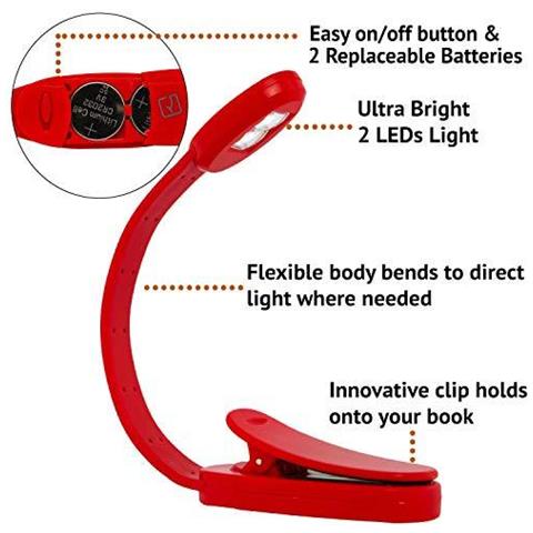 Flexilight Xtra Booklight Flessibile Della Clip Del Portable Led Di Lettura Regalo Dellamante Della Luce Del Libro (red) - Foto 4