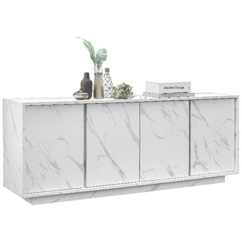 Mobile Multiuso Carrara - 4 Ante - Per Sala, Camera, Cucina, Ingresso - Bianco In Truciolare Melaminico, 180 X 43 X 79 Cm - Foto 3