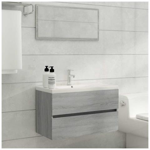 Set Mobili Da Bagno 2 Pz Grigio Sonoma In Legno Multistrato - Foto 10