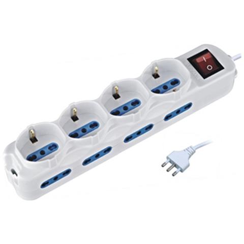 Prolunga 1,5m Multipla 12 Posti Ciabatta Spina 16a - 8 Prese 10 16a + 4 Schuko Bianco - Foto 2