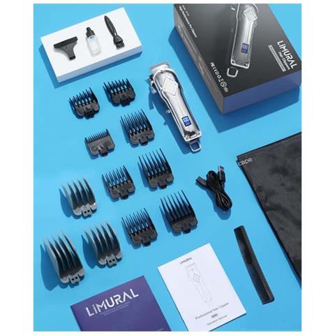 Tagliacapelli Elettrico Professionale Uomo Ricaricabile Kit Acciaio Inox - Foto 8