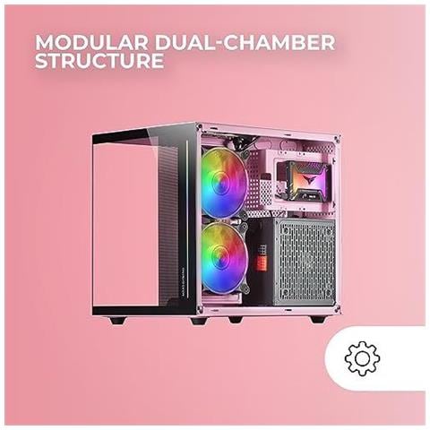 Case computer desktop ATX Mini Tower / Micro-ATX / Mini-ITX 2 Porte USB 2.0 / 1 USB 3.2 Gen 1 (3.1 Gen 1) Tipo Porte A Colore Rosa - Foto 2