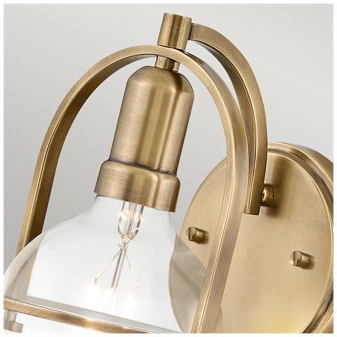 Applique Industrial Nordico Somerset Acciaio Ottone Antico Vetro 1 Luce E27 - Foto 2