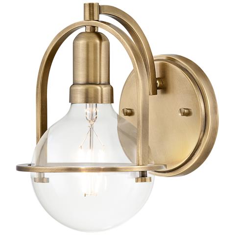 Applique Industrial Nordico Somerset Acciaio Ottone Antico Vetro 1 Luce E27 - Foto 1