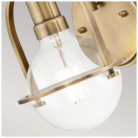 Applique Industrial Nordico Somerset Acciaio Ottone Antico Vetro 1 Luce E27 - Foto 4