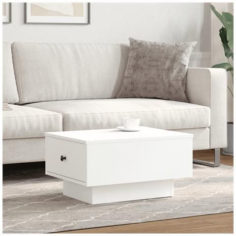 Tavolino Da Salotto Bianco 60x45x31 Cm In Legno Multistrato - Foto 3