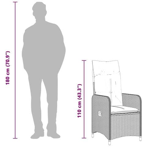 Set Bistrò Da Giardino 9 Pz Con Cuscini In Polyrattan Marrone - Foto 10