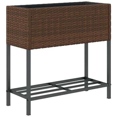 Fioriera da Giardino con Ripiano Marrone in Polyrattan - Foto 2