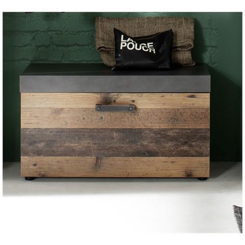 Panca Con Portaoggetti Indy - Marrone - Legno - 80x45x37 Cm - Foto 2