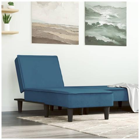 Chaise Longue In Velluto Blu - Foto 1