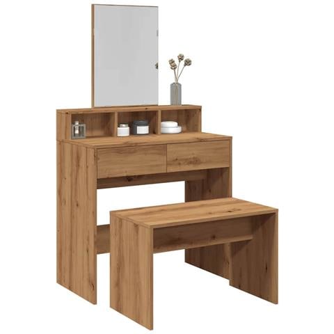 Sgabello Da Toeletta Rovere Artigianale 70x35x45 Cm Truciolato - Foto 1