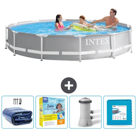 Piscina Fuori Terra - In Giro - 366x366x76 Cm - Grigio - Include Accessori Coordinati Cb9 - Foto 1