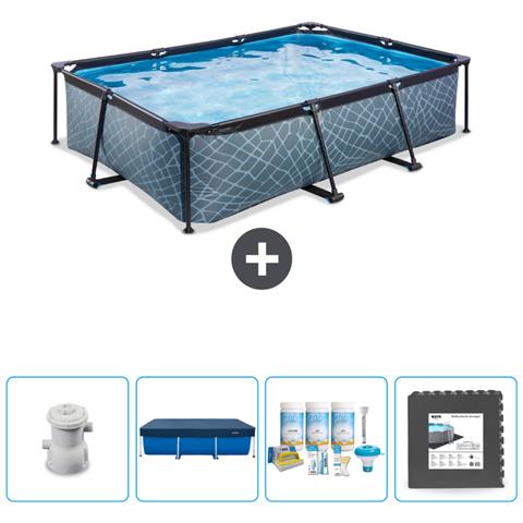 Piscina Fuori Terra - Rettangolo - 300x200x65 Cm - Grigio - Include Accessori Coordinati Cb3 - Foto 1