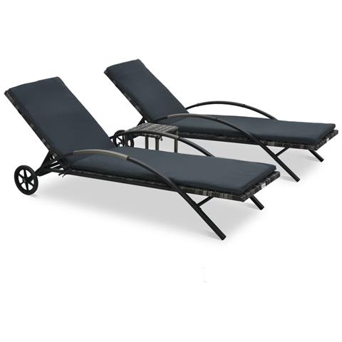 Lettini Prendisole Con Tavolino In Polyrattan Antracite - Foto 2